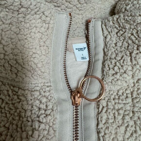 Old Navy (L) Cozy Active Light Pink Sherpa Full Rose Gold Zip Jacket, Large - Picture 3 of 8